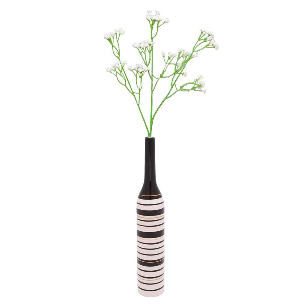Vaso decorativo cerâmica preto/branco 6x36cm