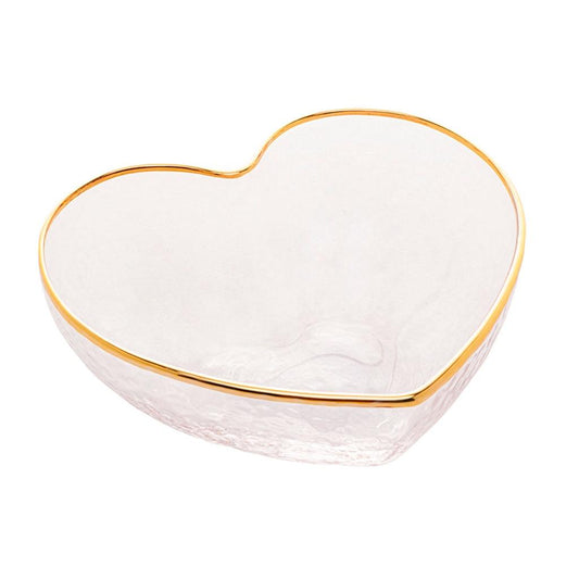 Bowl vidro c/borda dourada Heart 9x8x4cm