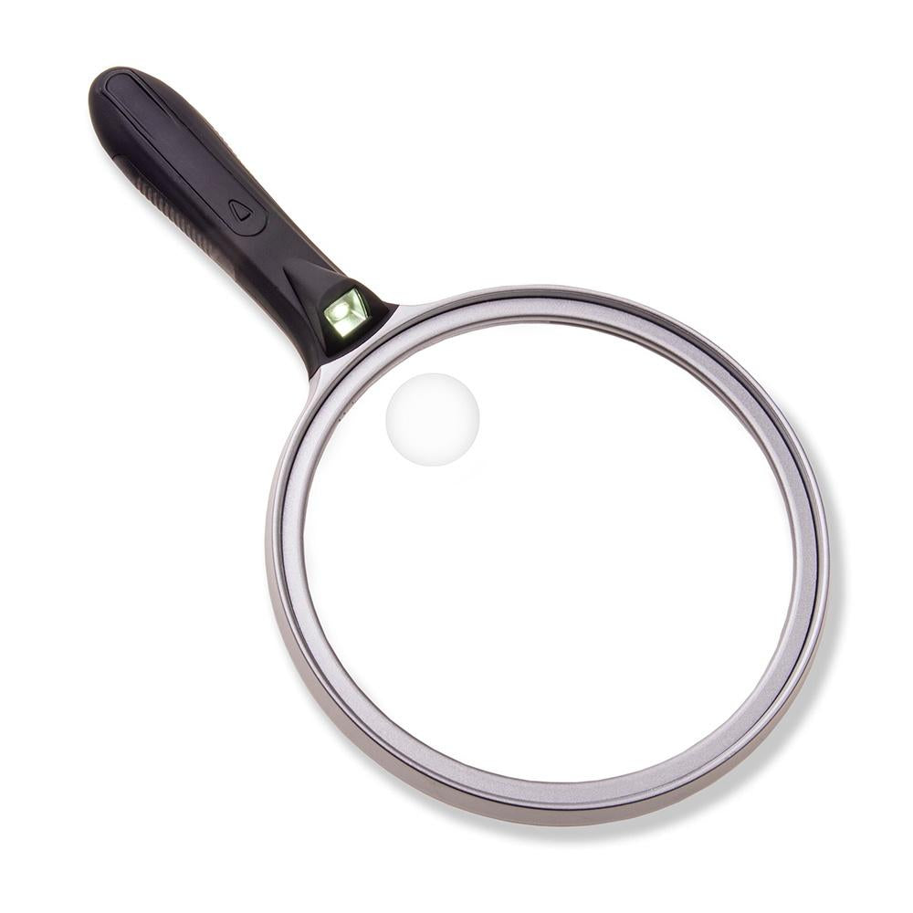 Lupa com lente Extra grande de 12,7cm, luz LED Zoom de 1.5X