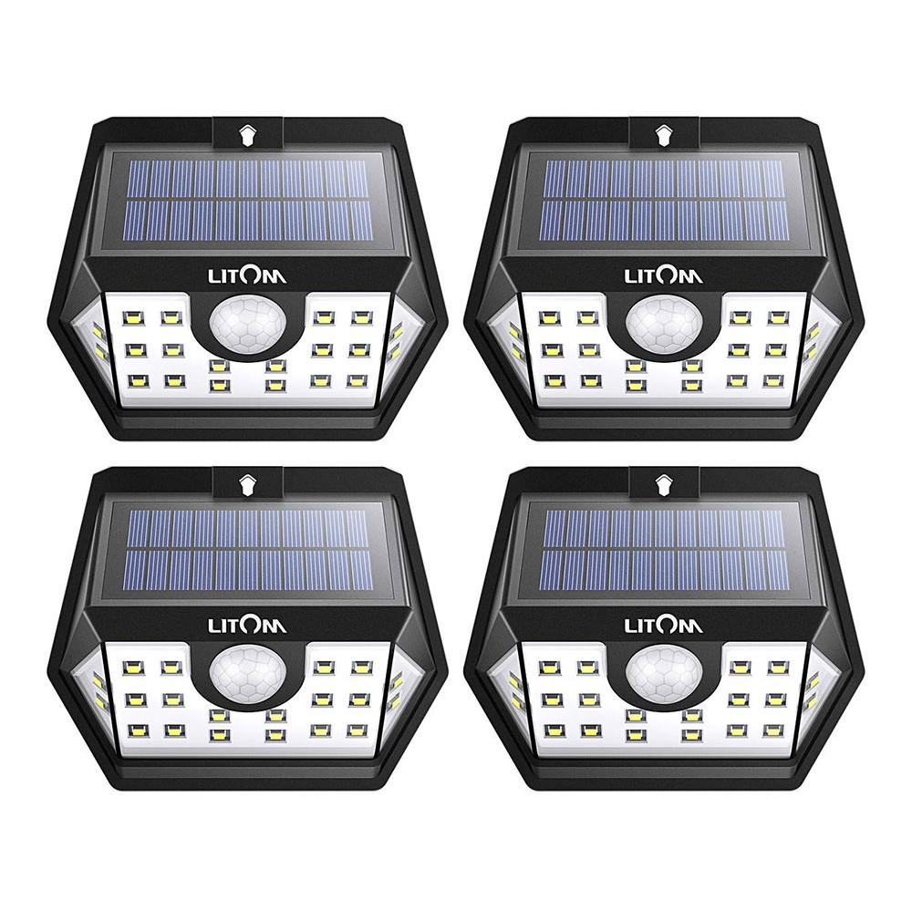 Conjunto 4 Luminárias LED LITOM X001-SOULX3 energia Solar c/ acionamento por movimento
