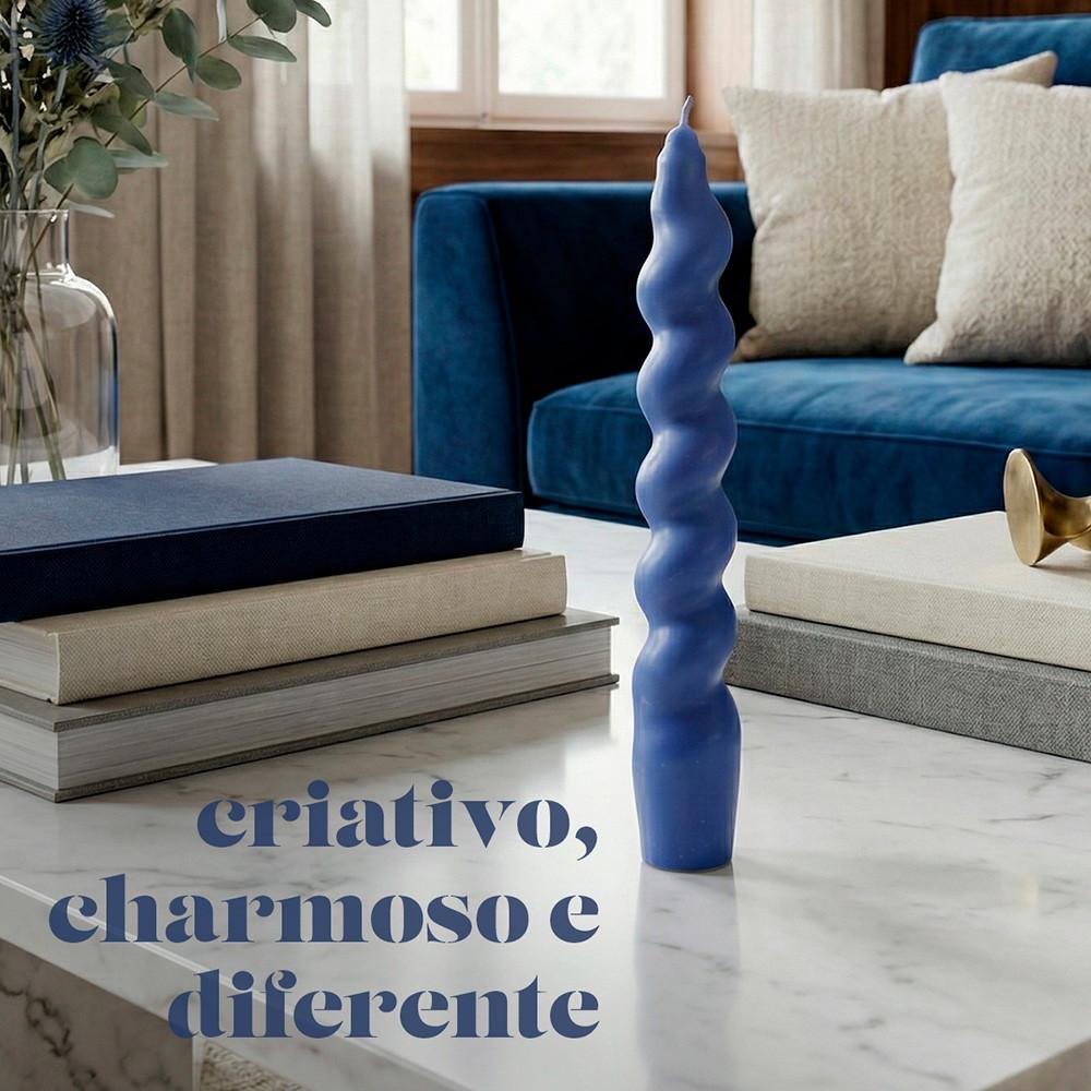 Vela Decorativa Castiçal Ondas 19,5Cm Com Design Moderno 85g