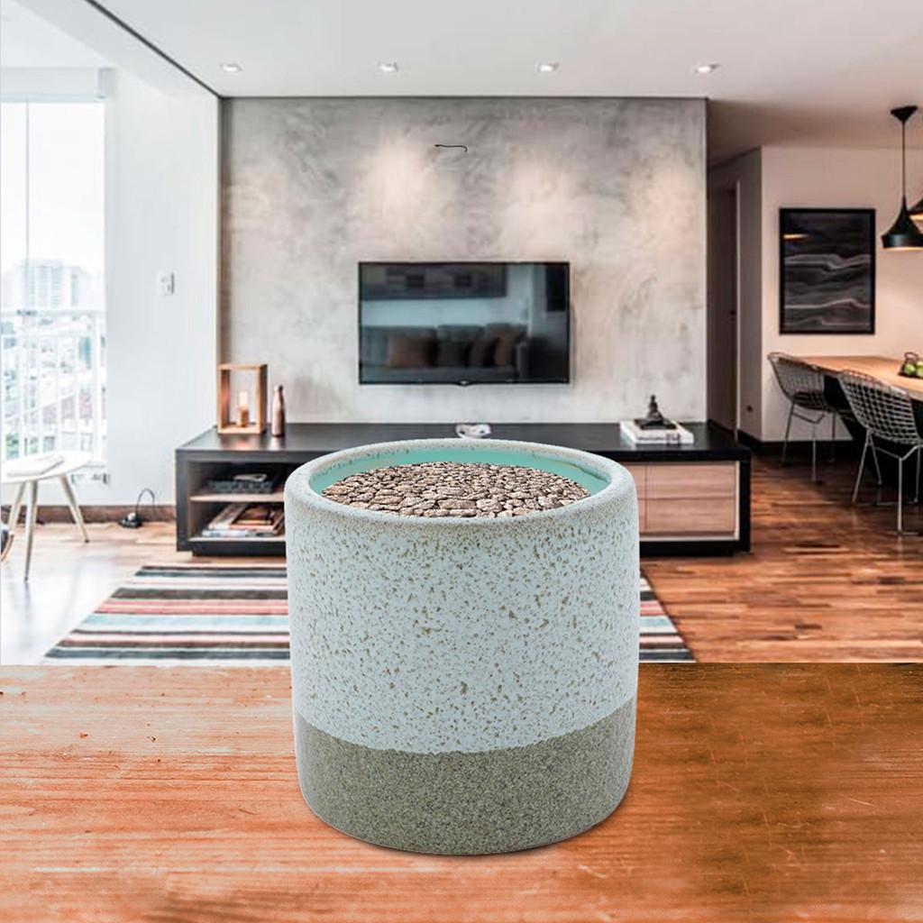 Vaso Decorativo em Porcelana 11 cm x 11 cm com dois Tons de cor Cinza