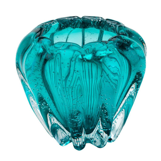 Vaso de vidro Italy Tiffany 16 cm x 14 cm cor Azul-Turquesa
