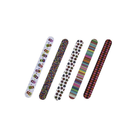 kit com 25 lixas de unha dupla face, acolchoadas em estampas variadas