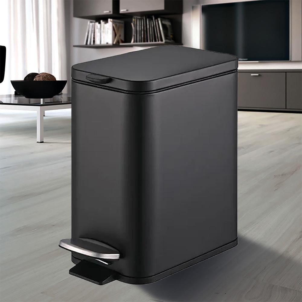 Lixeira Retangular Pedal e Balde 5L Aço Carbono Brinox