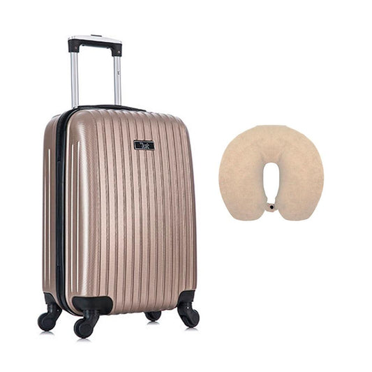 Mala Macaíba Pequena Champanhe e Travesseiro de pescoço