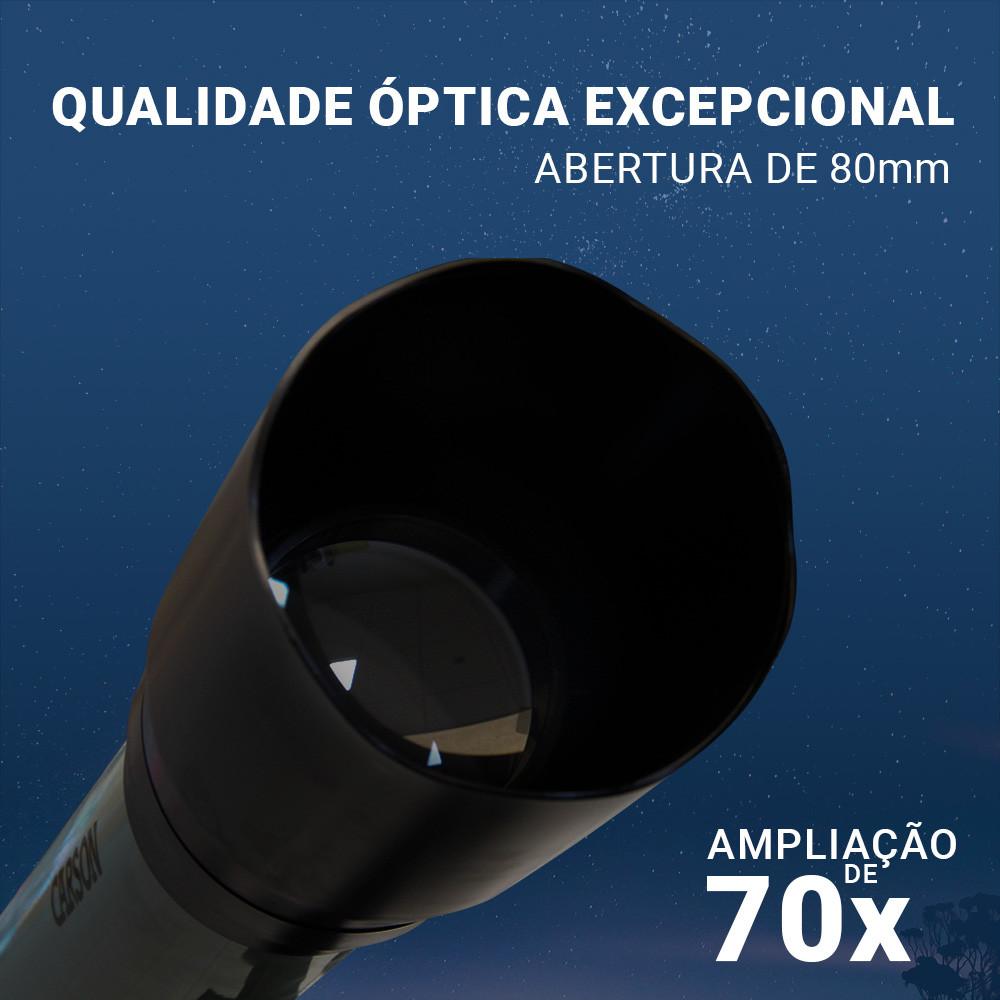 Telescópio Refrator 80mm Carson Alta Qualidade 70x Astronomia