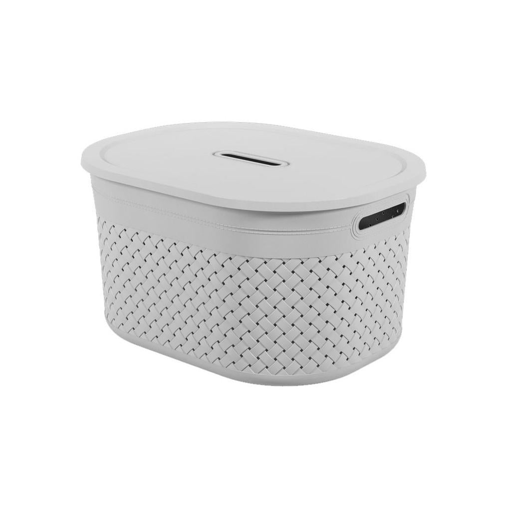 Cesta com Tampa Craft Coza 40 x 30,5 x 22,2 cm - Cinza