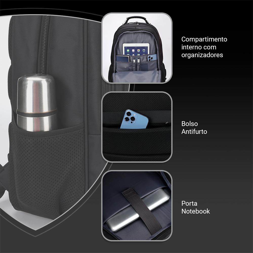 Mochila Spartan Com Cabo De Aço E Compartimento Para Notebook Isibrás