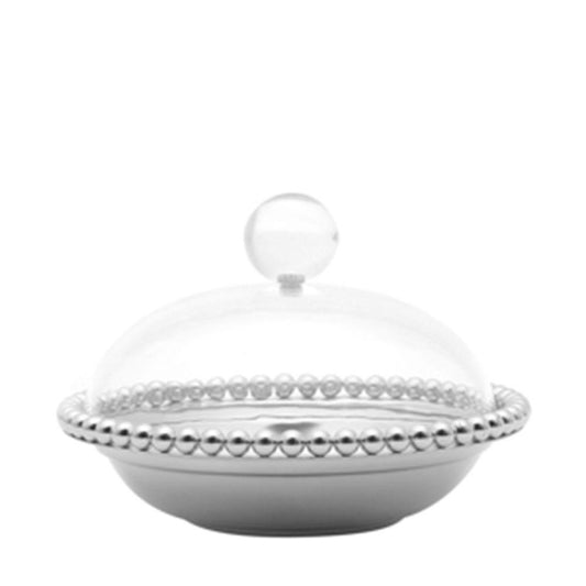 Bandeja Redonda De Zamac Silver Plated C/Tampa 15,8X15,8X10Cm