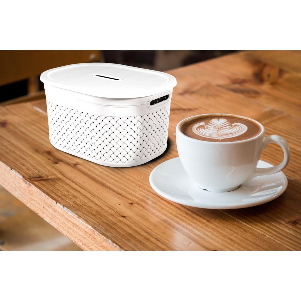 Cesta com Tampa Craft Coza 40 x 30,5 x 22,2 cm - Cinza