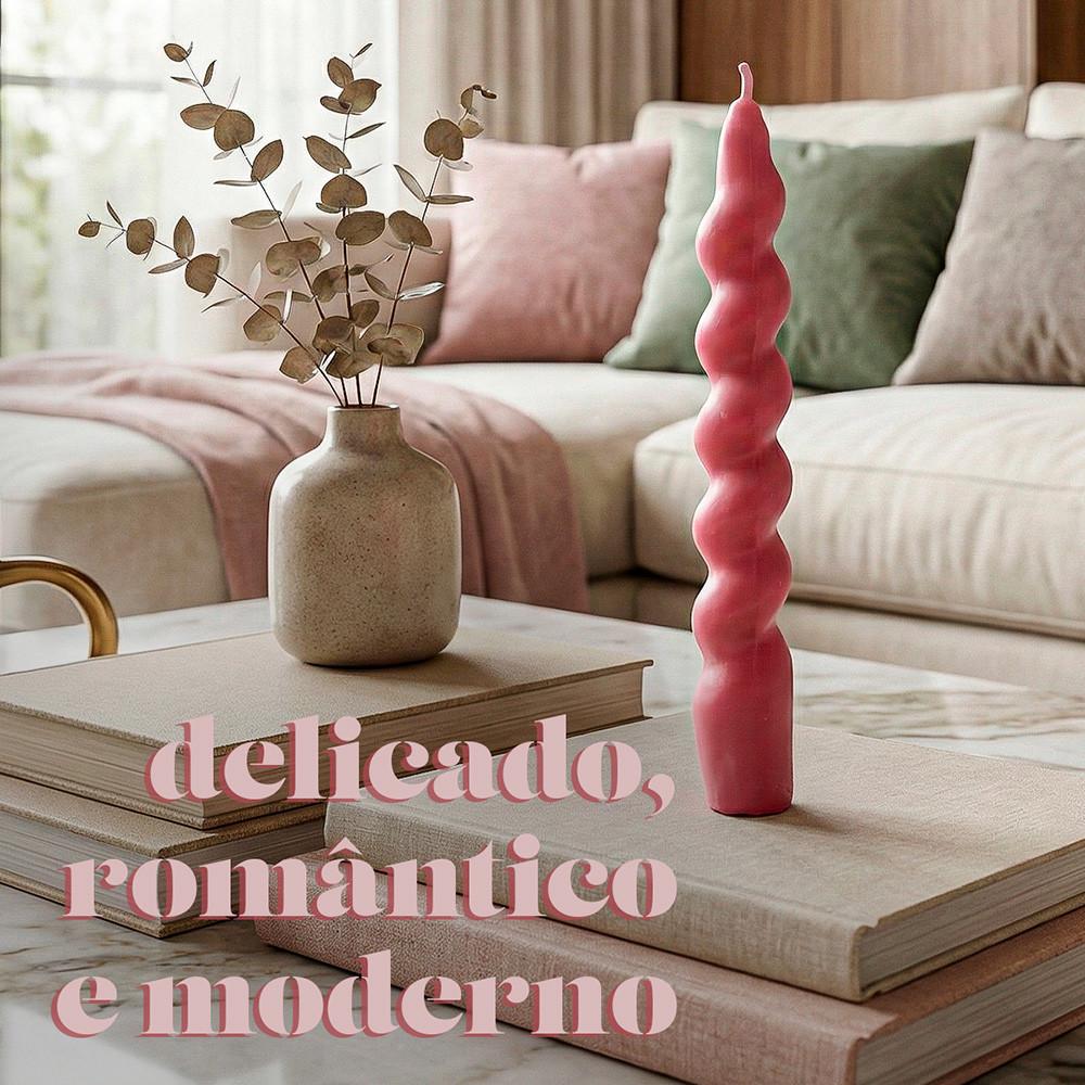 Vela Decorativa Castiçal Ondas 19,5Cm Com Design Moderno 85g
