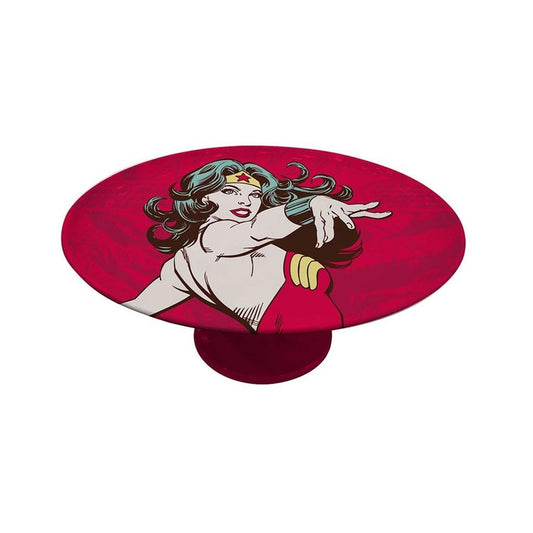 Prato De Bolo C/ Pé Porcelana DC Wonder Woman Power Fd