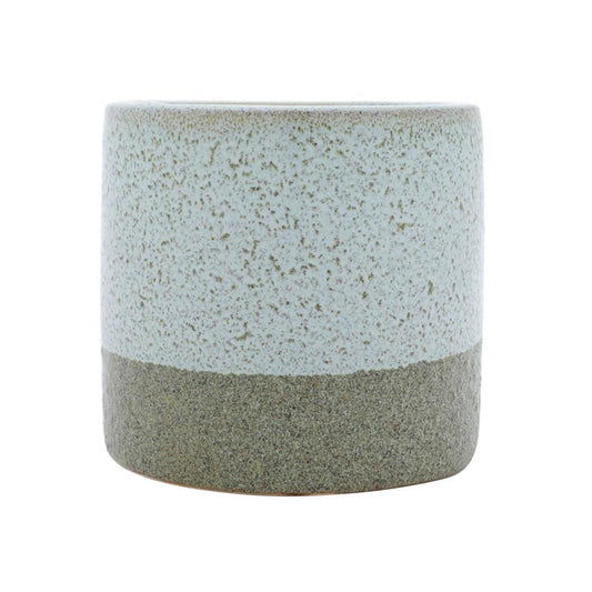 Vaso Decorativo em Porcelana 11 cm x 11 cm com dois Tons de cor Cinza