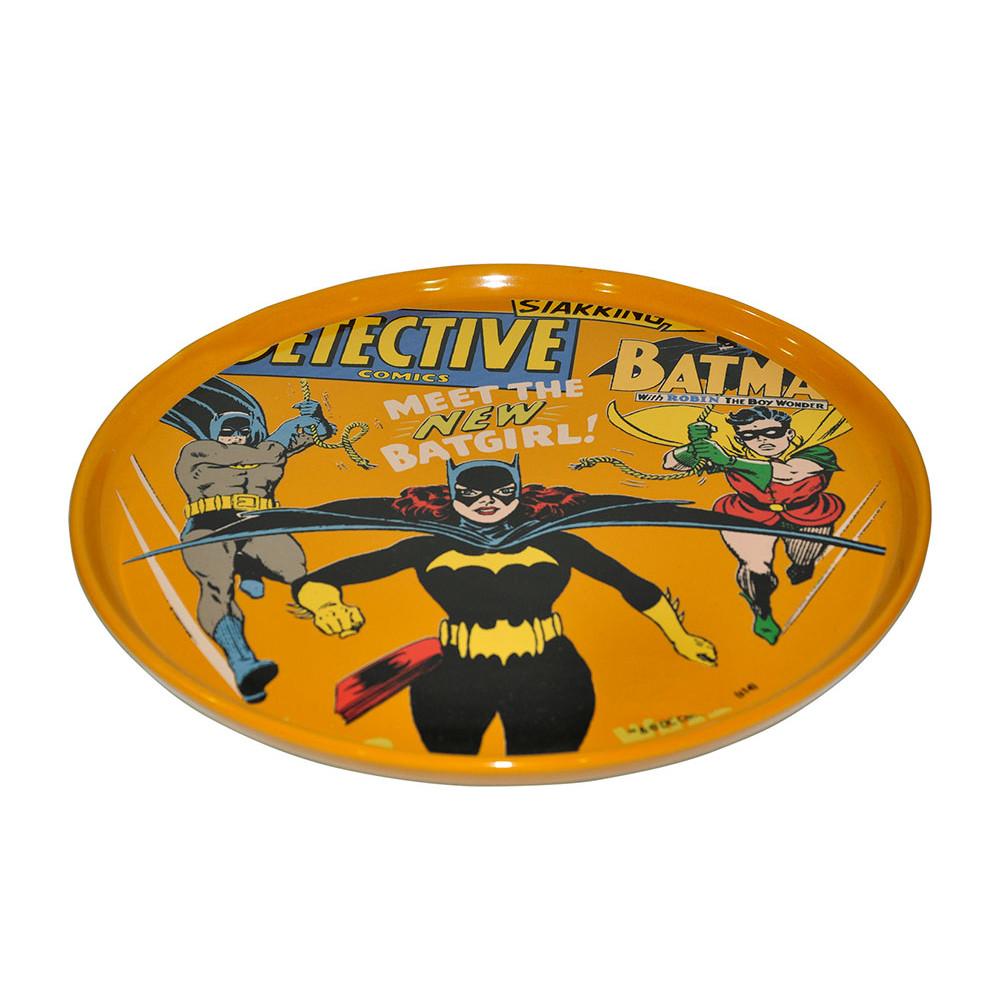 Prato De Bolo C/ Pé Porcelana DC Batgirl Fd Laranja