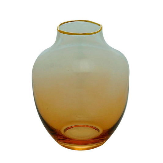 Vaso de Vidro Ombré em cor Dourada Degradê 10 cm x 13 cm