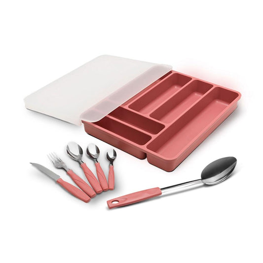 Faqueiro Itaparica + Organizador 32 peças - Rosa Malva