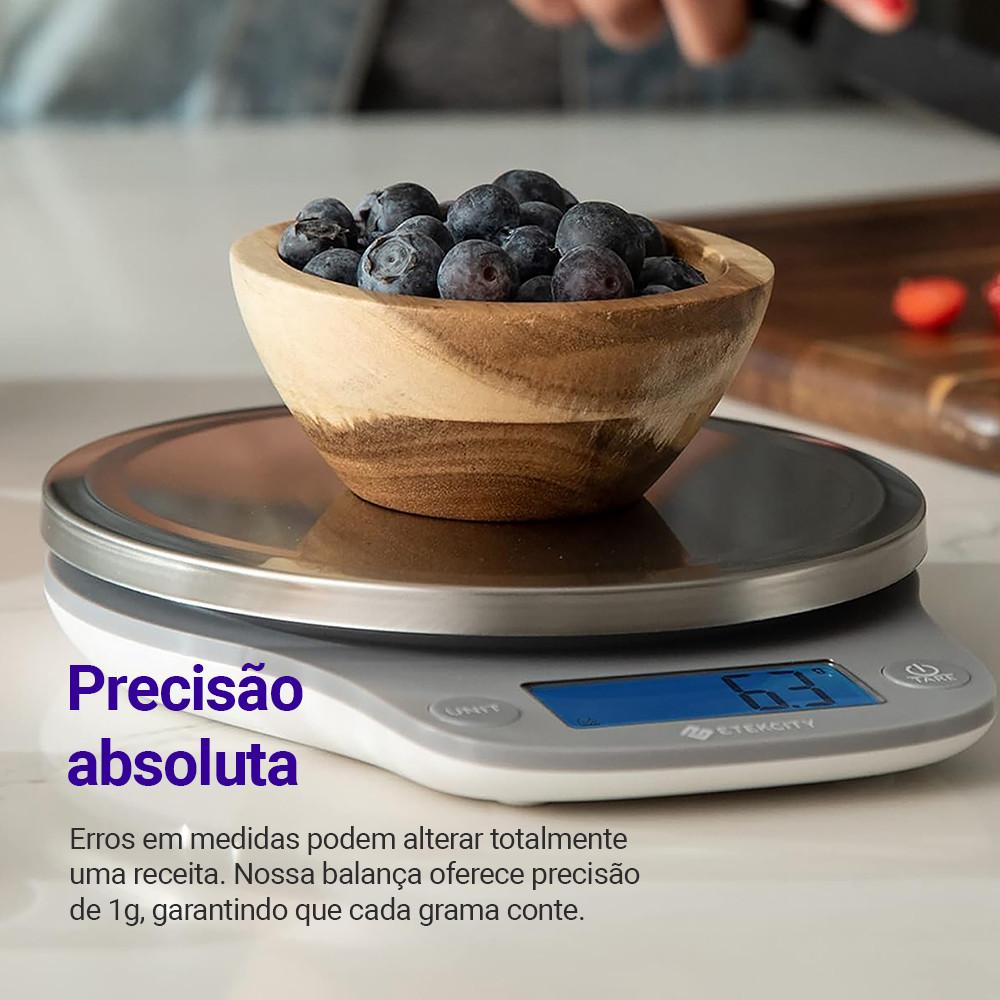 Balança Digital De Cozinha Com Ampla Plataforma De Pesagem E Capacidade Até 5000g