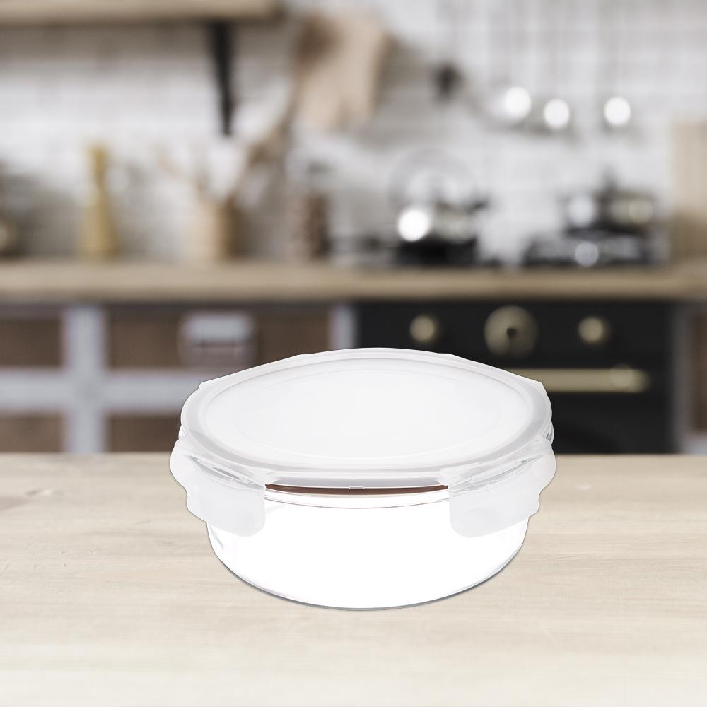Pote Redondo Hermético Lock&Stock 620 Ml Brinox Vidro 15,8x15,8x7 cm