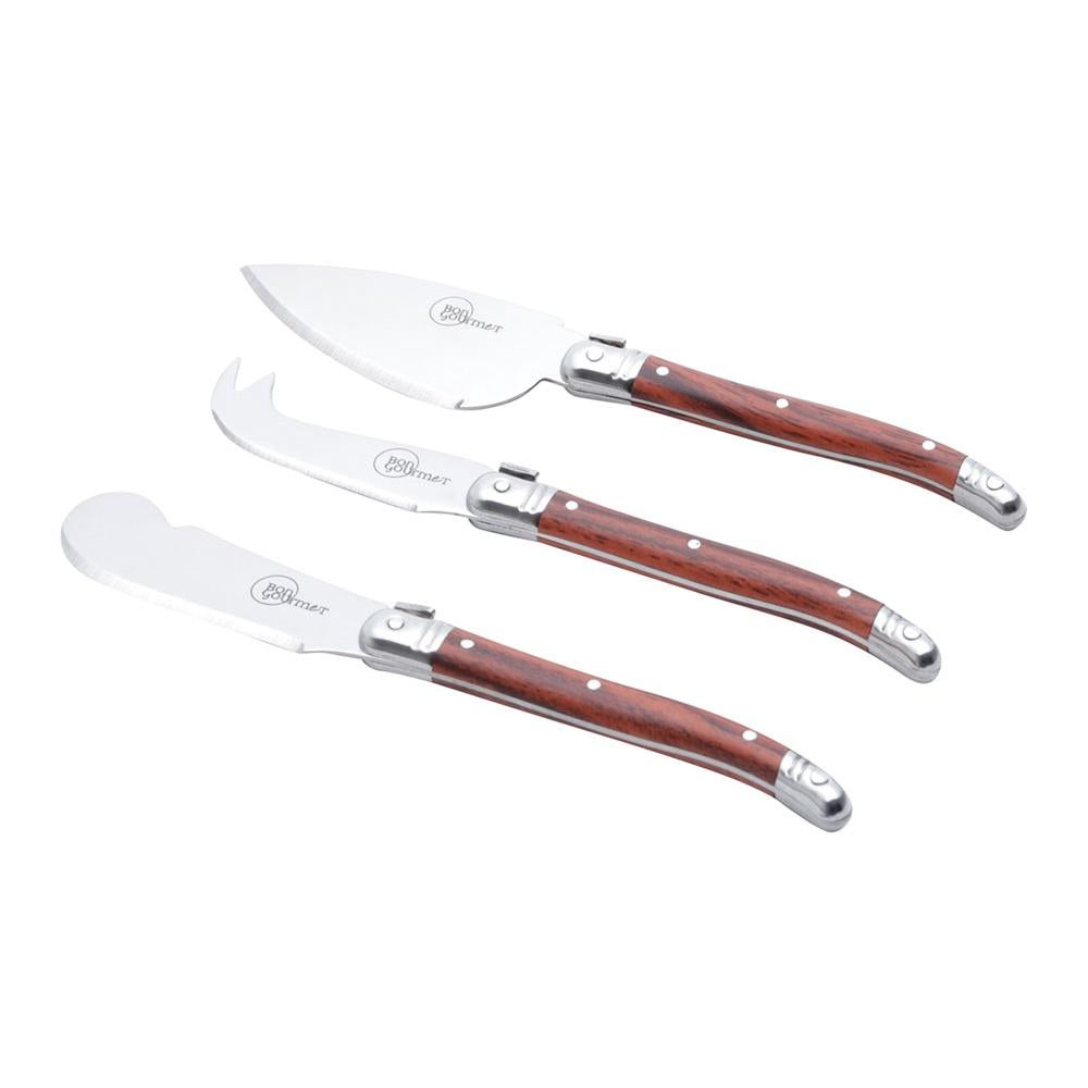 Cj 3 Peças de Aço Inox para Queijo com cabo Plástico