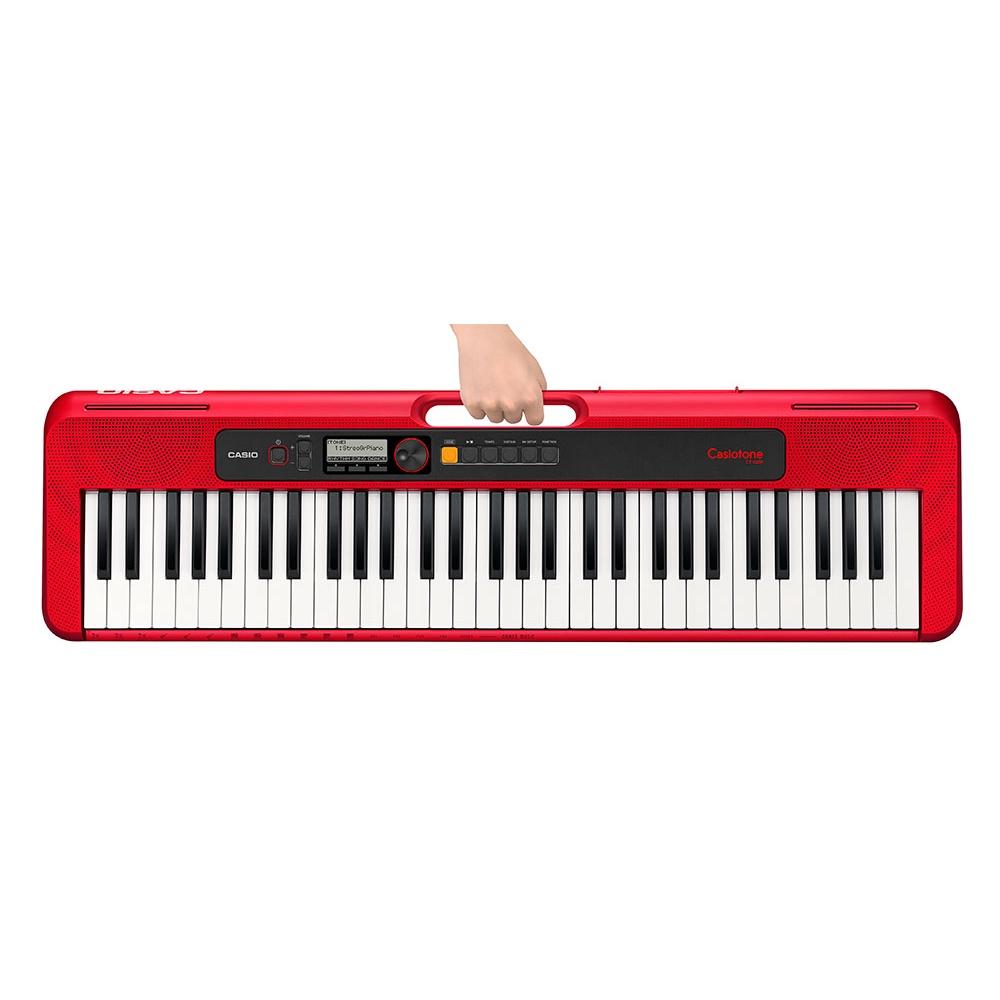 Teclado eletrônico Casio com display LCD, 61 teclas e 77 ritmos - Vermelho