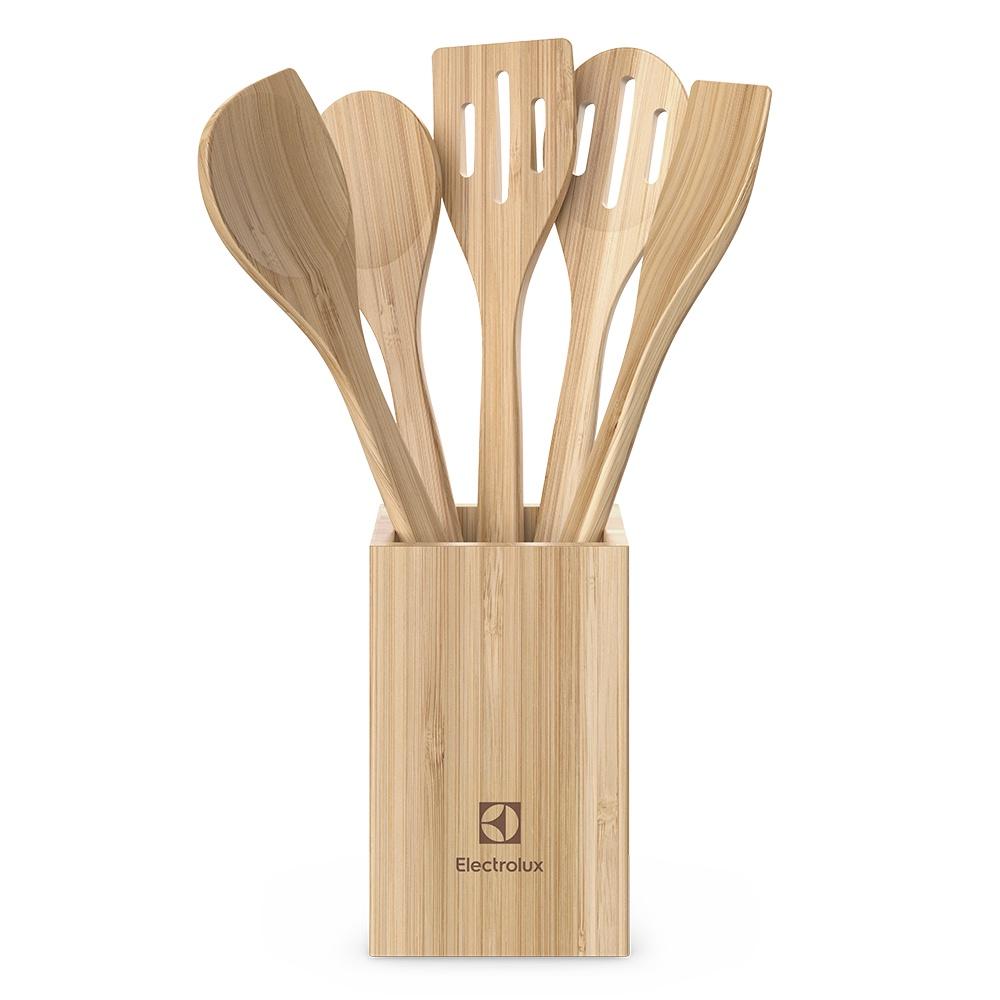 Conjunto de Utensílios de Bambu com 6 peças