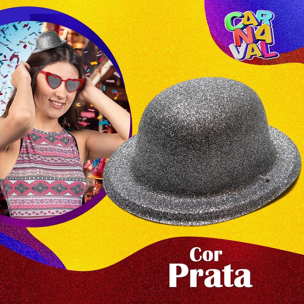Mini Chapéu Glitter Mais Gravata Borboleta Brilhe No Carnaval