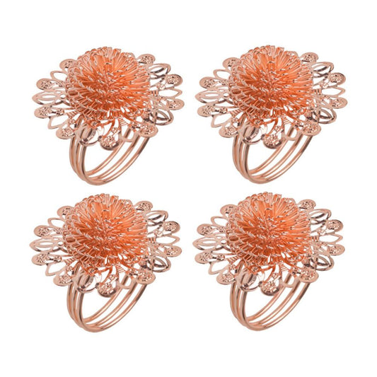 Cj 4 peças Porta Guardanapos de Aço Inox Rose Gold 5X5,5Cm