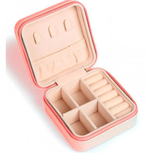 Porta-Joias e Bijuterias Portátil com divisórias - Rosa