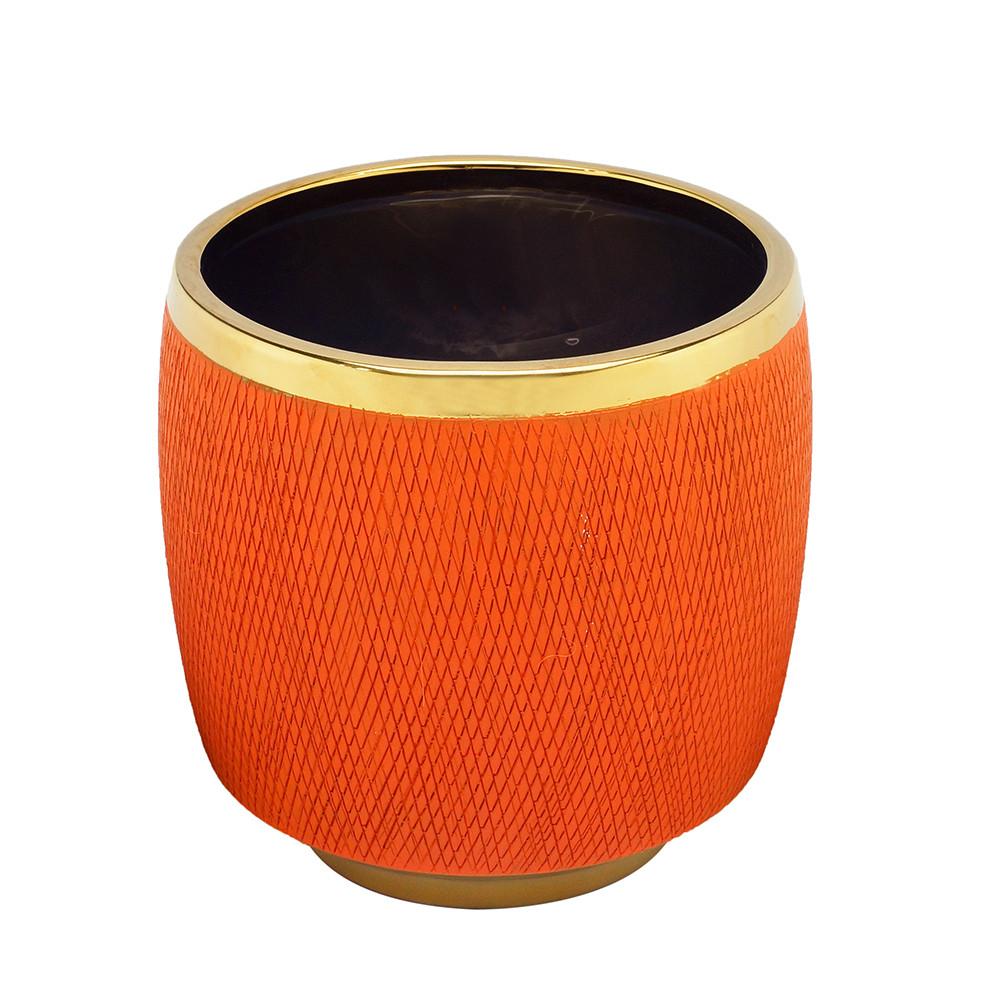 Vaso decorativo cerâmica laranja 18x18cm