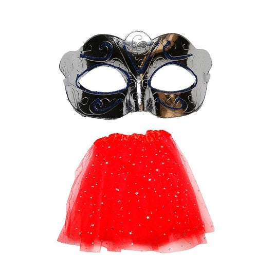 Kit Máscara De Carnaval Mais Saia De Tule 40cm Look Perfeito