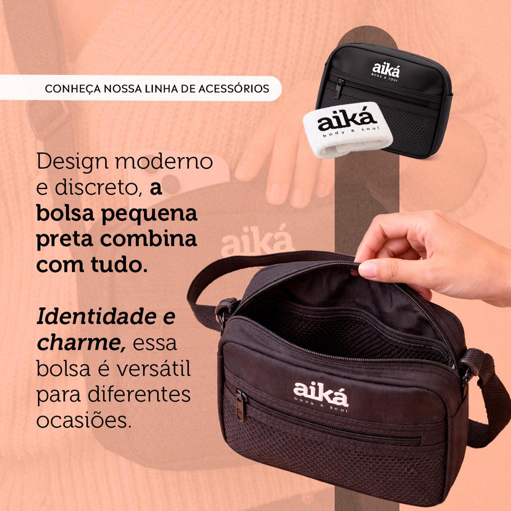 Bolsa De Ombro Mini Bag Preta Com Bolso E Alça Regulável