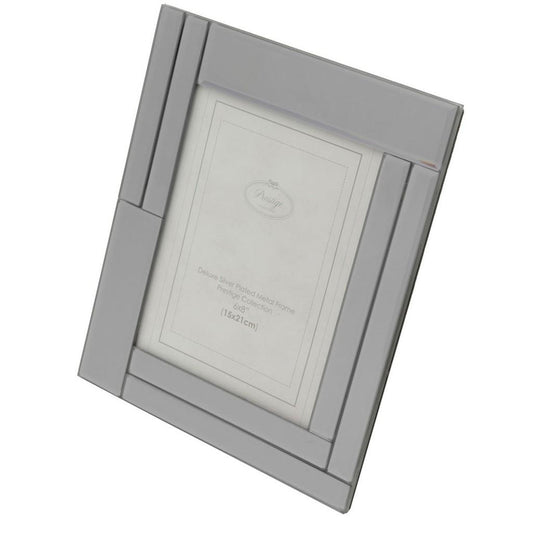 Porta-retrato de vidro espelhado 13x18cm cinza