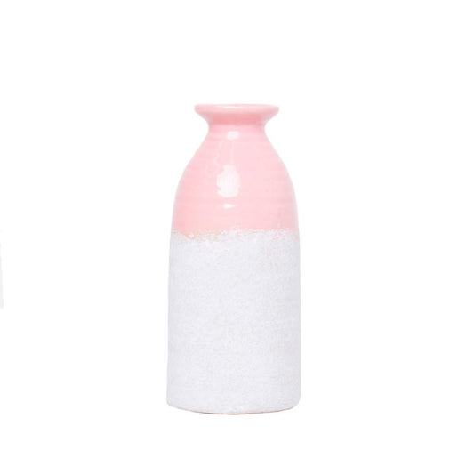 Vaso decorativo porcelana rosa/cinza 7x15cm