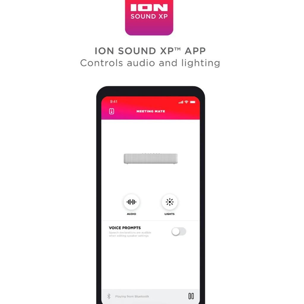 Caixa de Som sem fio, iluminação LED, microfone, App e bateria recarregável - cinza claro