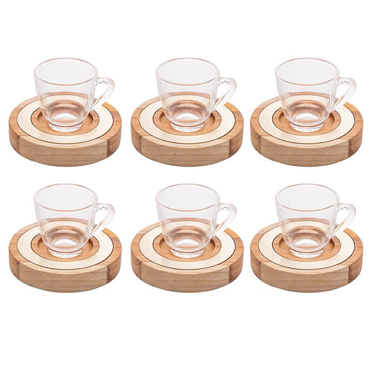 Conjunto com 6 xícaras de café e pires Teca champanhe 75ml