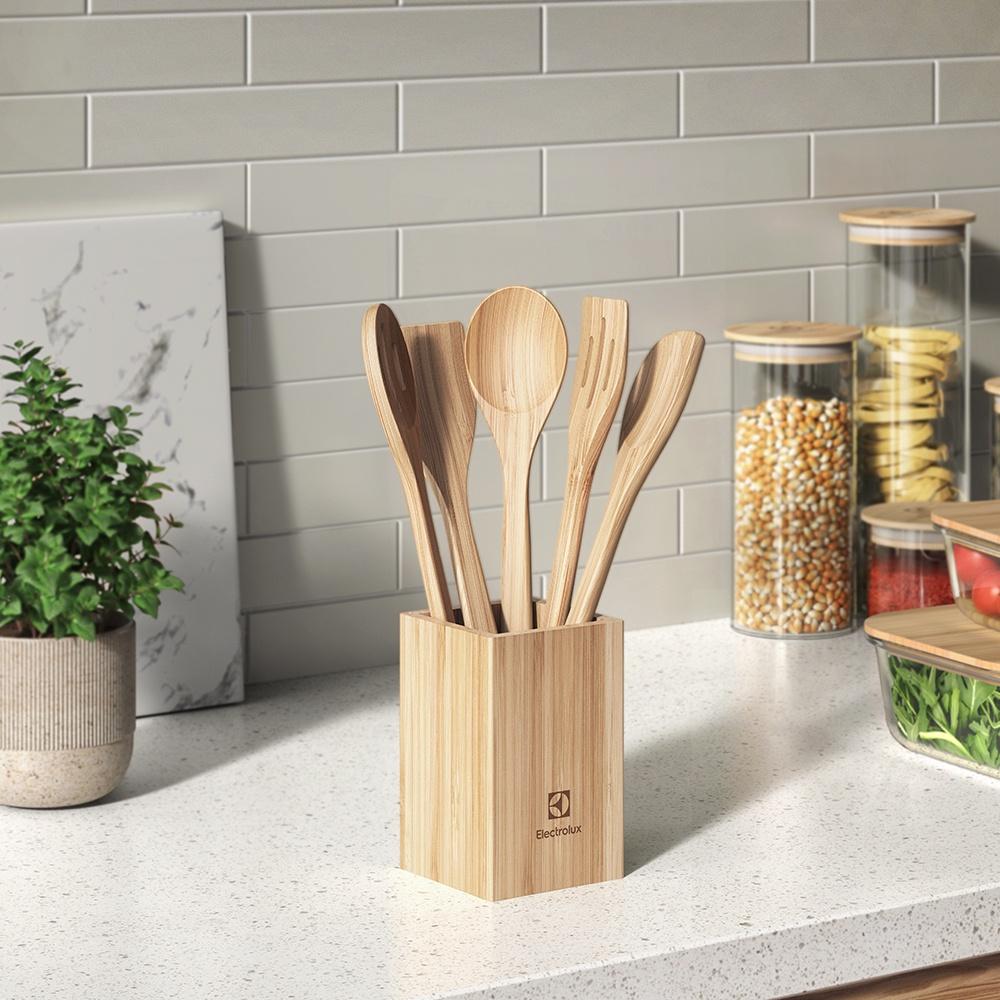 Conjunto de Utensílios de Bambu com 6 peças