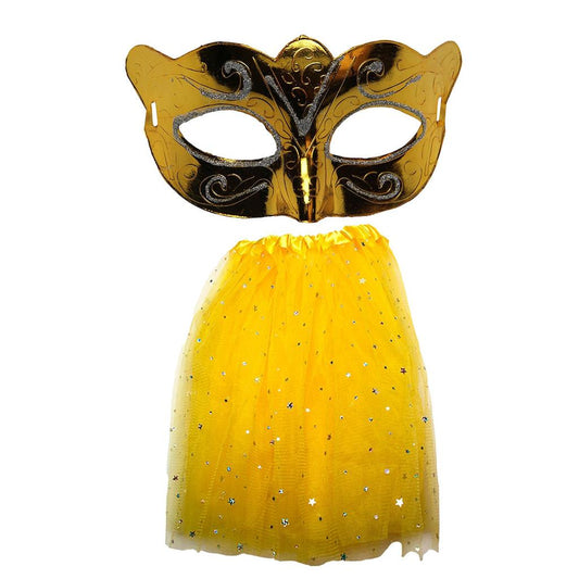 Kit Máscara De Carnaval Mais Saia De Tule 40cm Look Perfeito