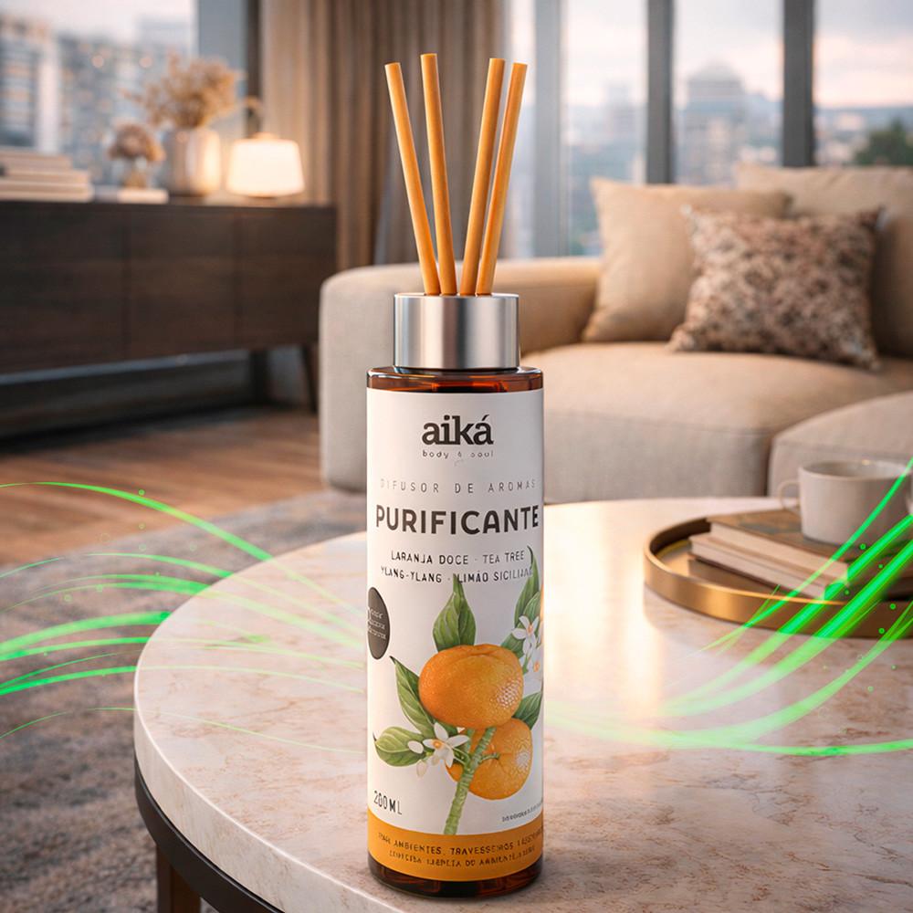 Difusor De Ambiente 200ml Óleos Essenciais Com Varetas Aiká