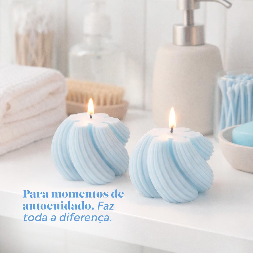 Vela Decorativa Torcida Azul Claro 5,5Cm Design Sofisticado
