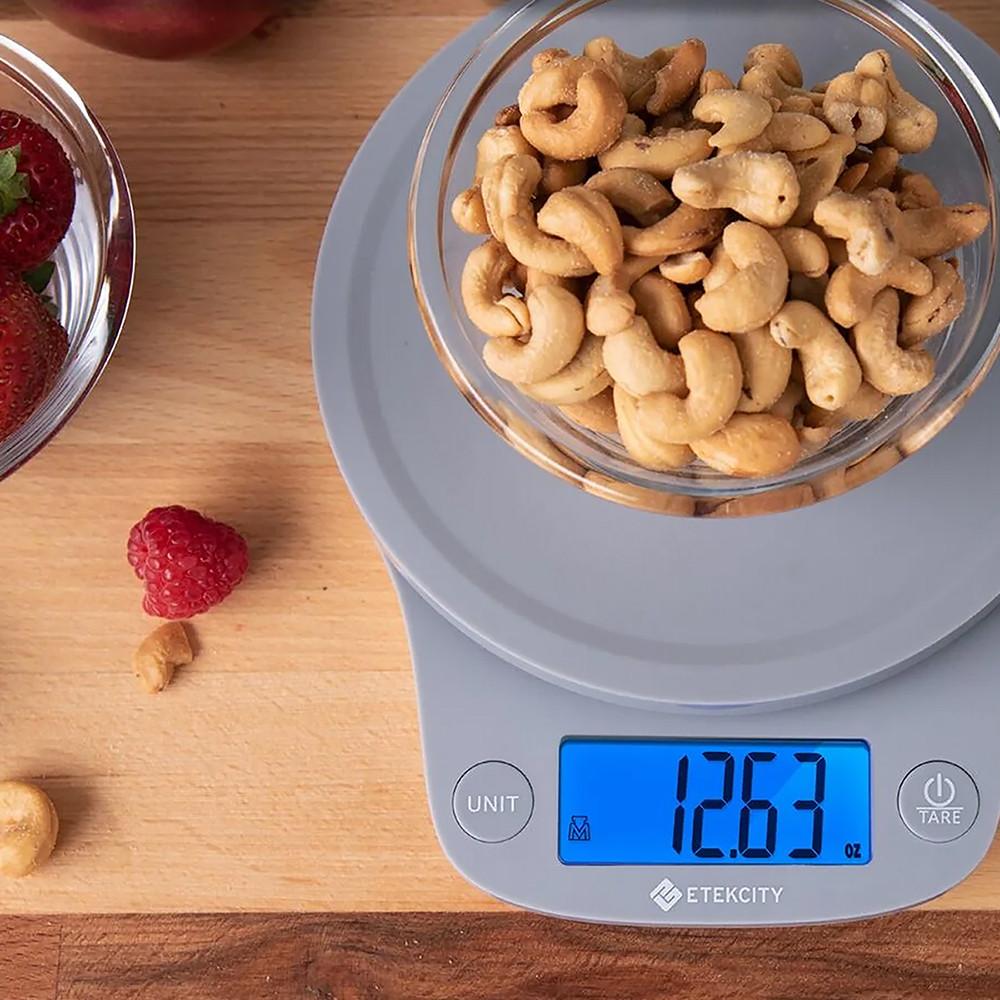 Balança Digital De Cozinha Com Ampla Plataforma De Pesagem E Capacidade Até 5000g
