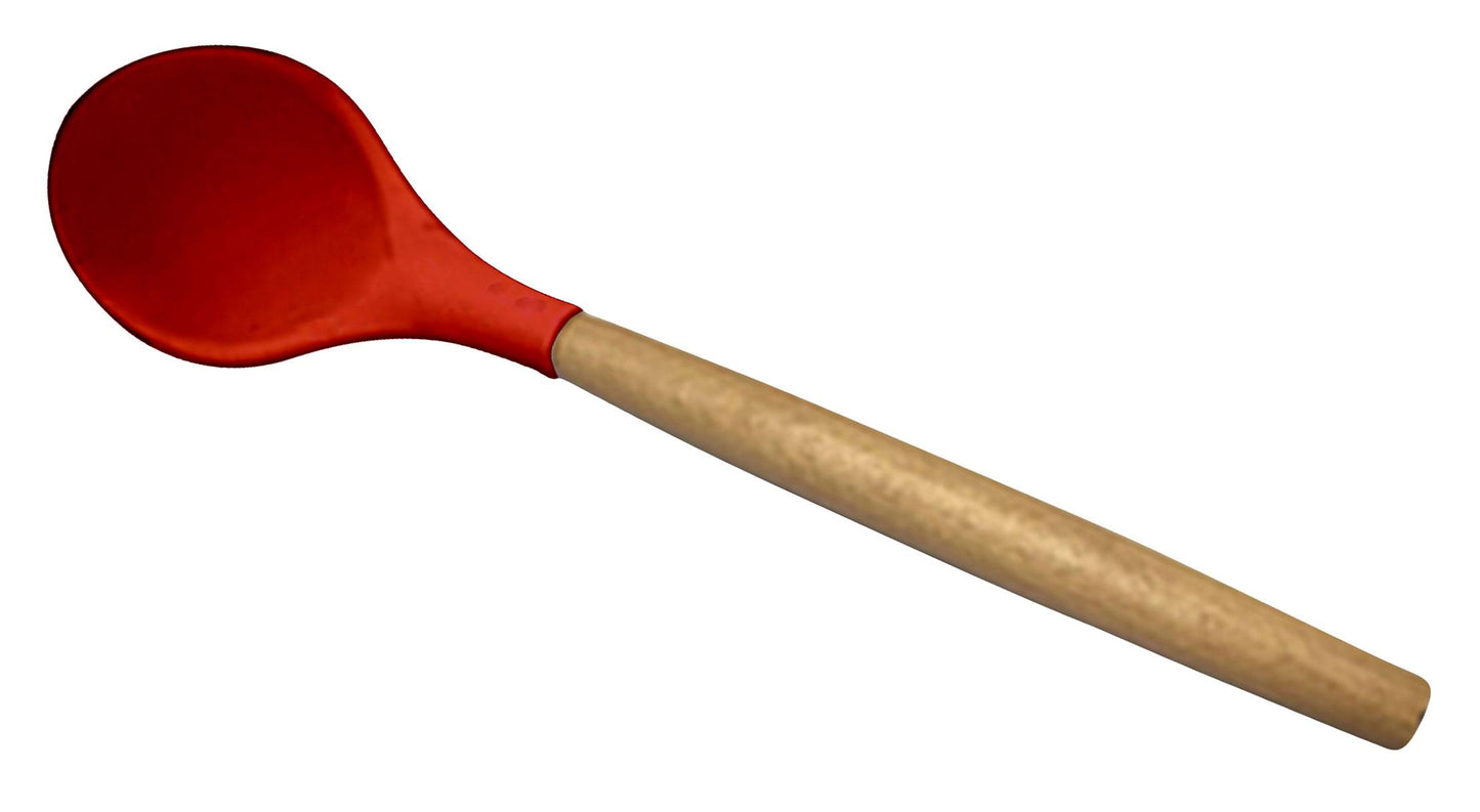 Colher de silicone c/cabo de bambu Charmy vermelha 31,5cm