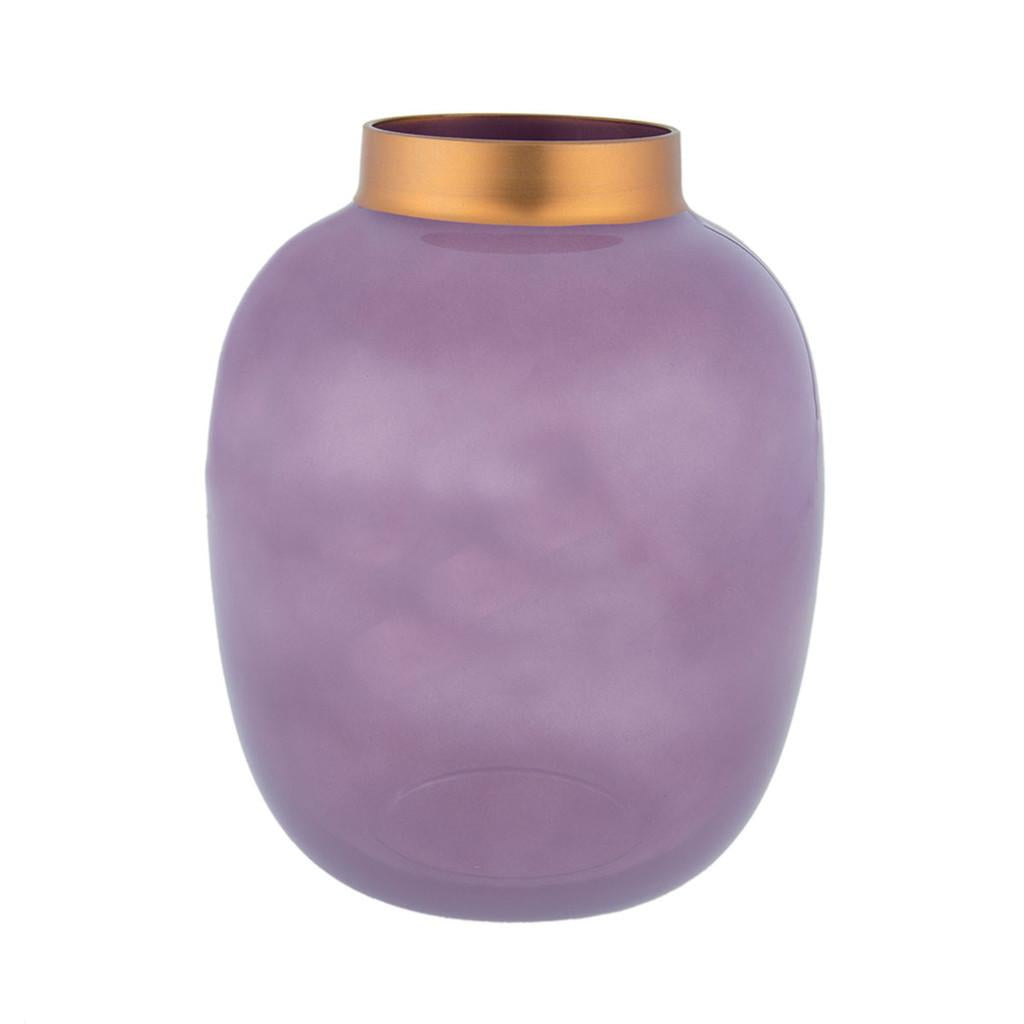 Vaso de Vidro Roy Roxo /Dourado 15 cm x 19 cm