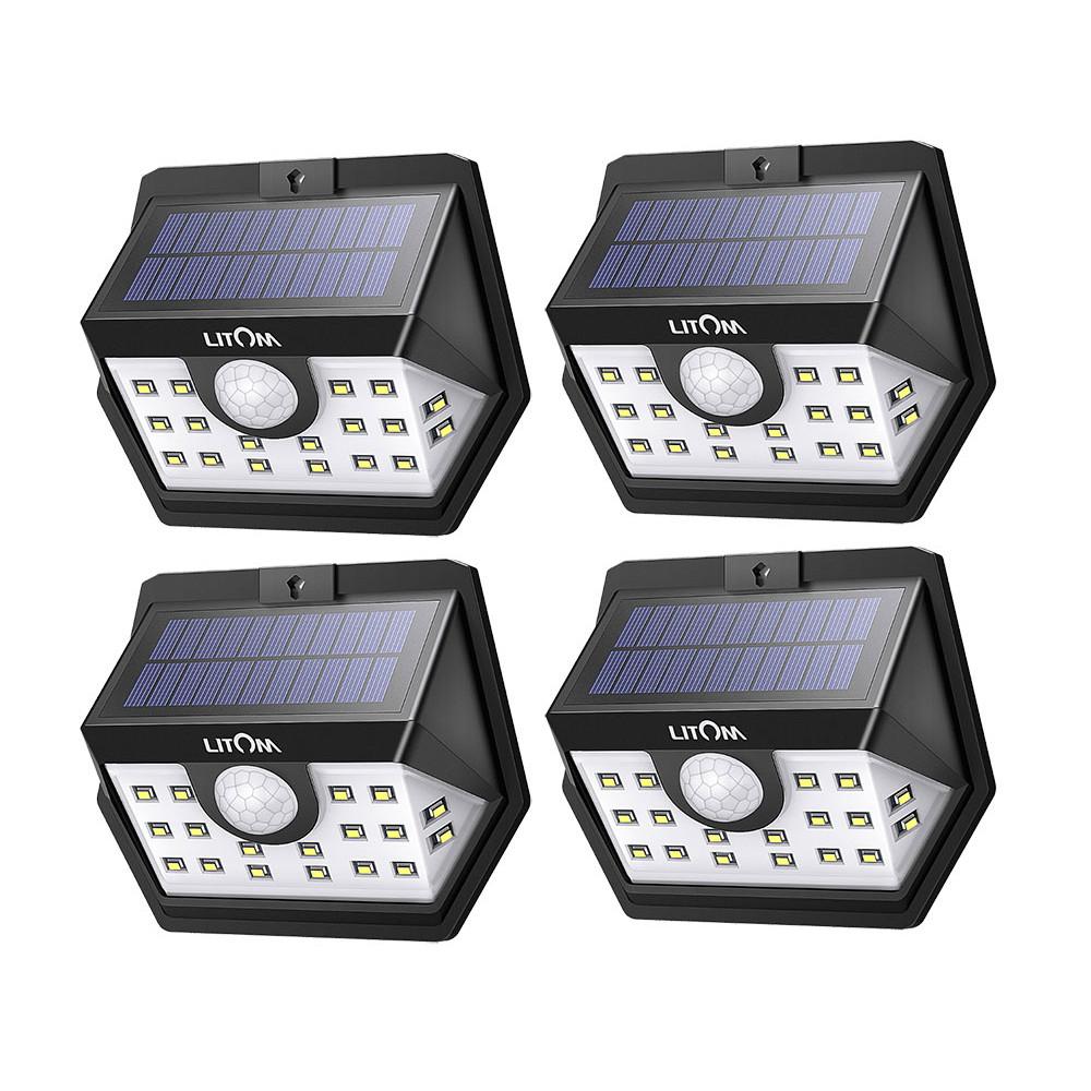 Conjunto 4 Luminárias LED LITOM X001-SOULX3 energia Solar c/ acionamento por movimento