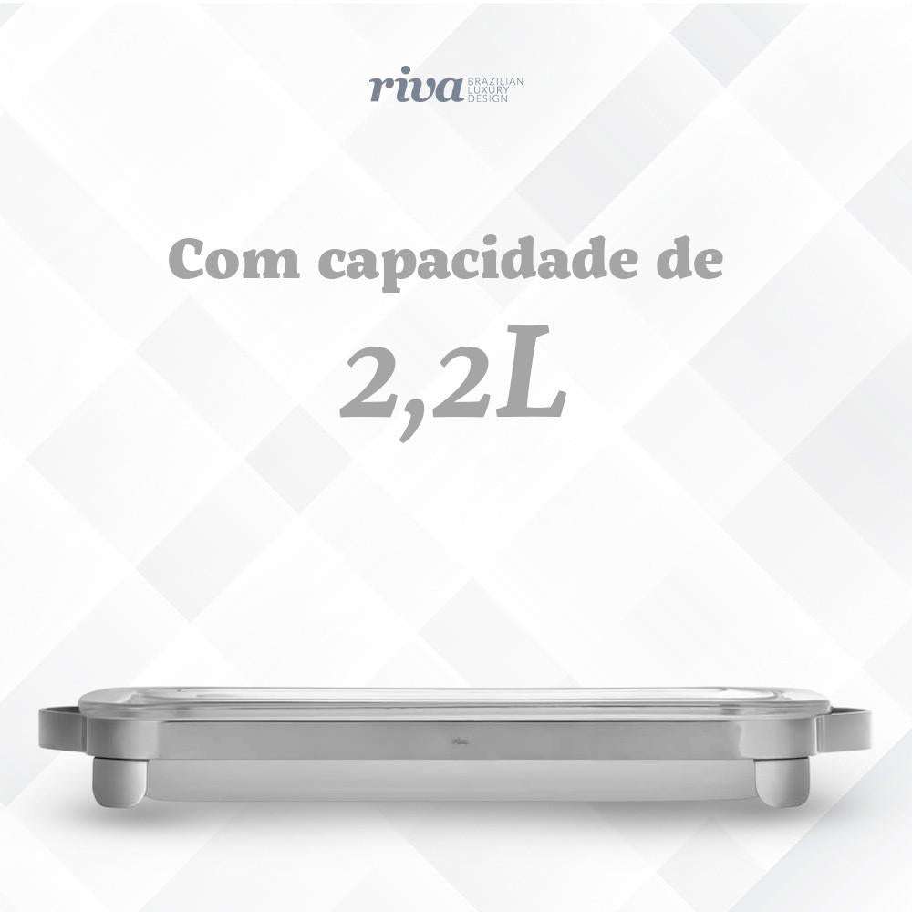 Suporte Com Refratário Frozen Glass 2.2L E Talheres Sion Inox Elegância E Praticidade Riva