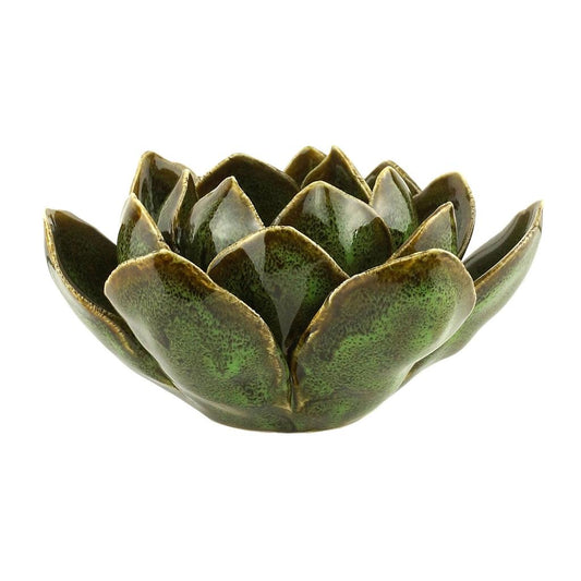 Flor Decorativa em cerâmica 16x8cm verde