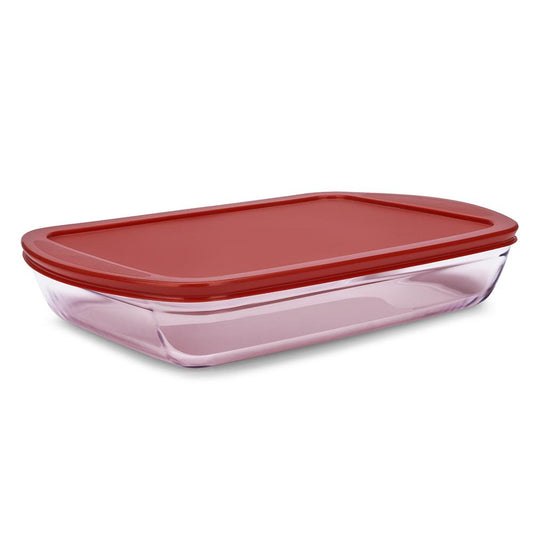 Assadeira Retangular com Tampa Cheff 4,5L Brinox 40,8X27,2X7,2cm - Vermelha
