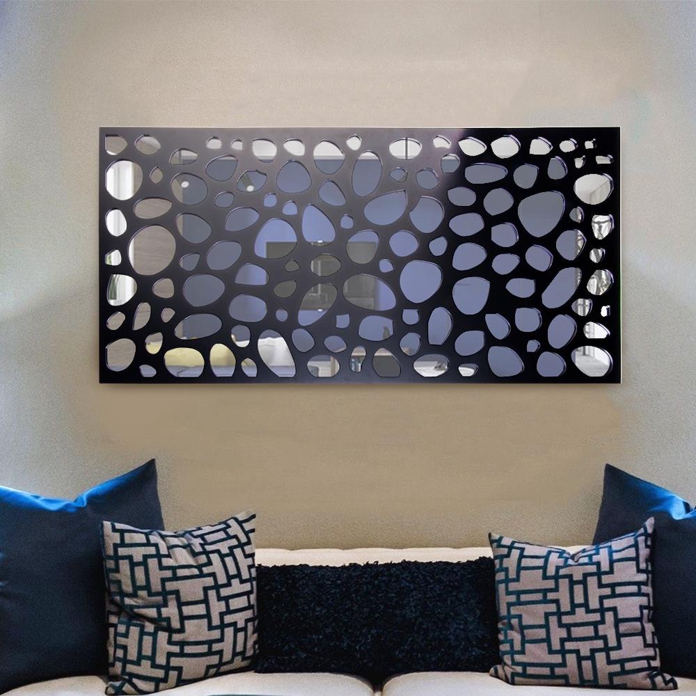 Espelho com moldura em madeira Bubbles preto 120x60cm