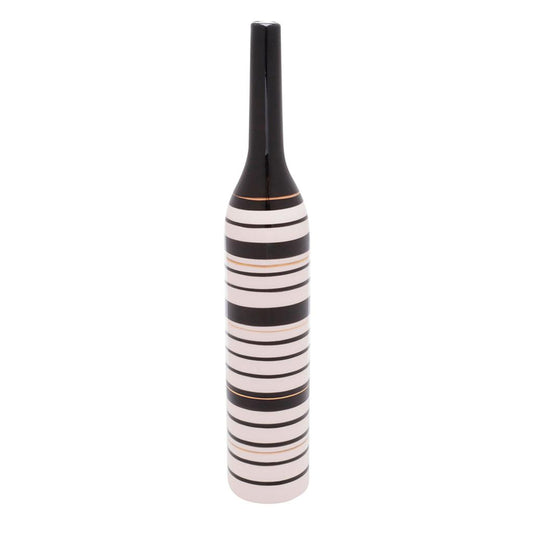 Vaso decorativo cerâmica preto/branco 6x36cm