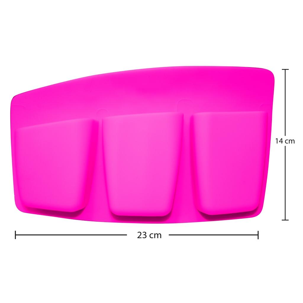 Suporte em silicone com fixação em espelho ou vidro para organização de produtos